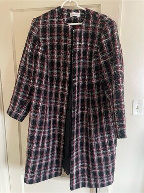 Calvin Klein Plaid Tweed Coat